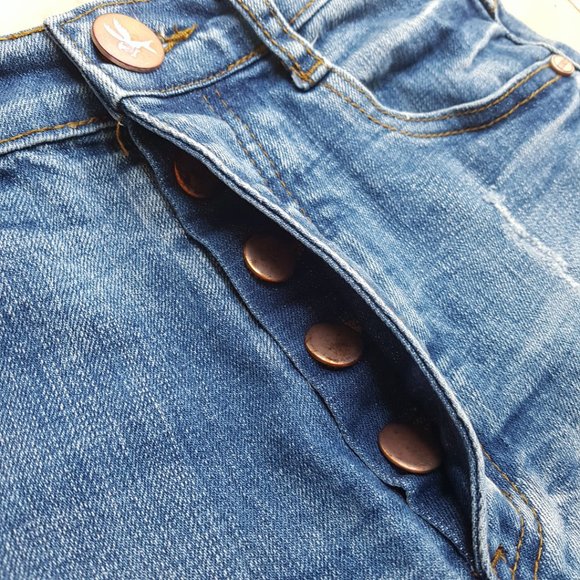 ONE TEASPOON Harlets High Rise Cuff Jean Shorts 24 - Picture 9 of 9